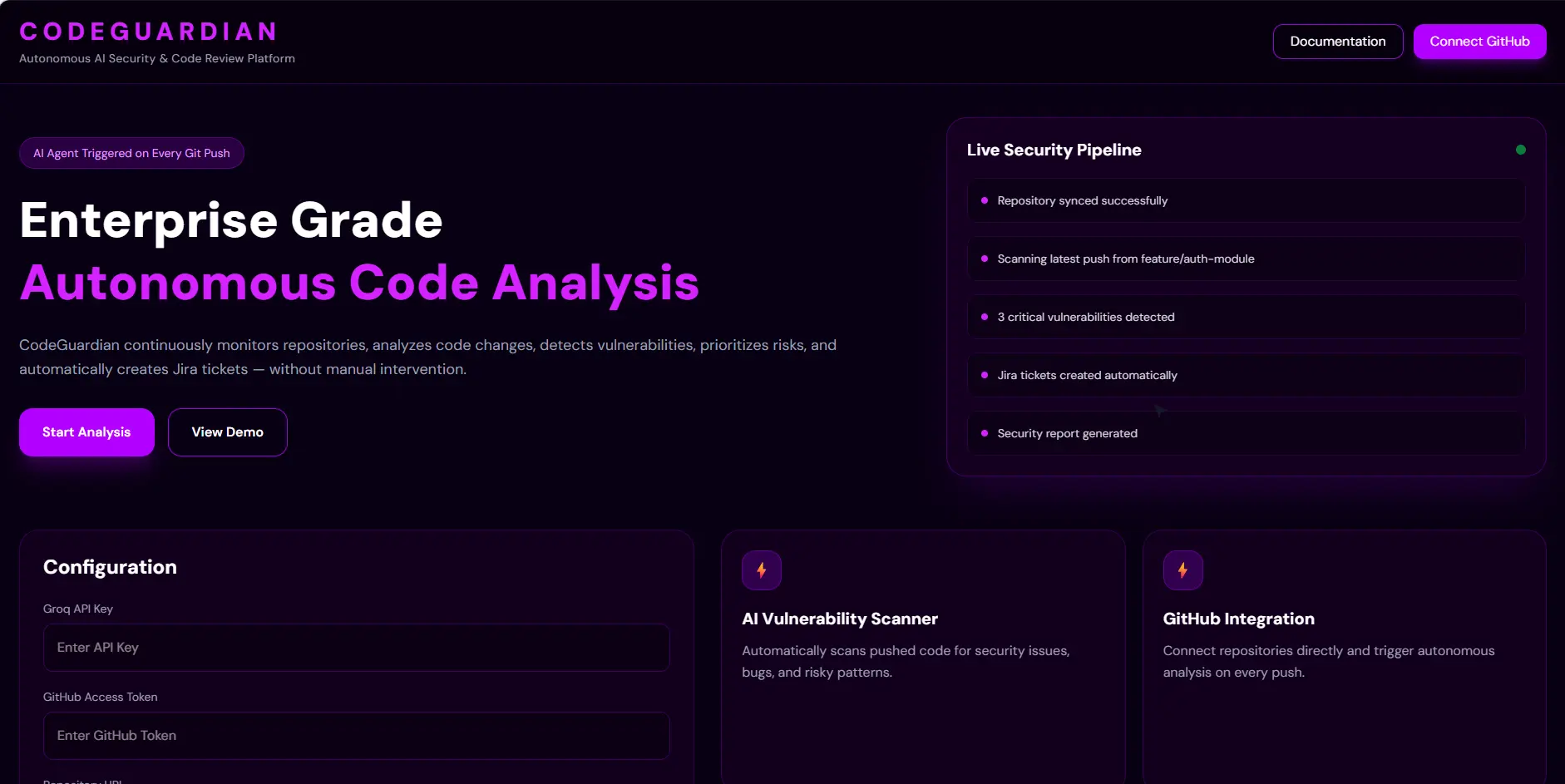 Code Quality Monitor agent overview screen